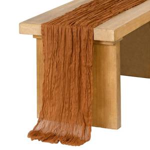 lot 8488 image: Lings Moment 10Ft Brown Terracotta Cheesecloth Table Runner Burnt Orange Gauze Semi-Sheer Tablecloth for Wedding Party Bridal Shower Boho Table Decor��