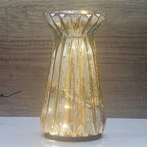 lot 9864 image: CFDECOR Mercury Glass Pillar Candle Pedestal Holders with Fairy Lights, Lighted up Candle Holder for Pillar Candle, Candlestick Holders with Timer for Wedding Home Dining Table Xmas (Silver)