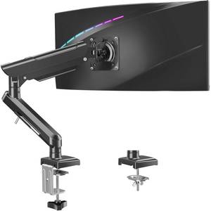 lot 9884 image: Single Monitor Desk Mount, 13-32 inch Adjustable Gas Spring Monitor Arm, Computer Monitor Stand Holder with Clamp and Grommet Base, Fits 4.4 to 22lbs Screens, VESA Mount Bracket, Black, Freelift Pro