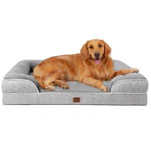 lot 9893 image: EHEYCIGA Orthopedic Dog Beds for Extra Large Dogs, Waterproof Memory Foam XL Dog Bed with Sides, Non-Slip and Egg-Crate Foam Big Dog Couch Bed with Washable Removable Cover, Grey