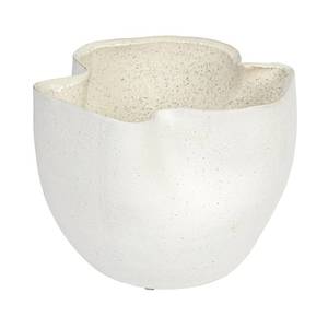 lot 9906 image: Bloomingville 7.25 Inches Stoneware Ruffled Planter with Sand Finish and Reactive Glaze, Holds 4 Inches Pot, White