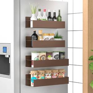 lot 9907 image: HuggieGems 4 Pack Magnetic Spice Storage Rack Organizer for Refrigerator and Oven, Bronze Fridge Organizers and Storage