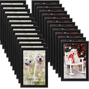 lot 9909 image: Redbaker 24 Pcs Picture Frames Bulk Black Photo Display Frames for Wall Mount Tabletop Home Office School Display Wedding Valentines Mothers Gift(3.5 x 5 Inch)