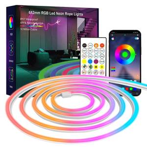 lot 10252 image: SILFU Neon Rope Lights, 20FT RGB Led Strip Lights, Waterproof IP67, DIY Design, Music Sync, 24 Keys Remote Control, Multiple Modes,for Living Room, Bedroom, Holiday Decoration