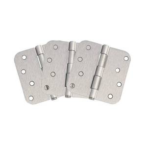 lot 10254 image: A 3-Pack 4-Inch x 4-Inch Interior Door Hinges with 58-Inch Radius, Satin Nickel, Heavy Duty Steel Construction, Left- or Right-Handed �� Design House, 181594