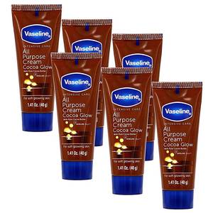 lot 10256 image: Vaseline All Purpose Cream Cocoa Glow, with Pure Cocoa Butter, 6-Pack, 1.41 FL Oz Each, 6 Tubes