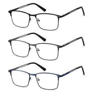 lot 10264 image: LKEYE Reading Glasses for Women Men Blue Light Blocking Computer Readers Metal Frame Lightweight Spring Hinge Eyeglasses 3pack Black Gun Blue LK6072 250