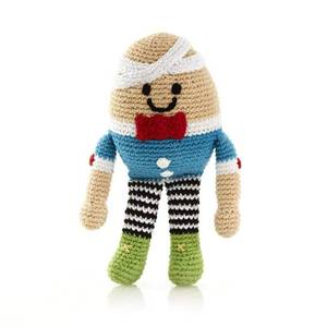 lot 10283 image: Pebble  Handmade Humpty Dumpty  Crochet  Fair Trade  Pretend  Imaginative Play  Rattle  Machine Washable