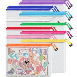 lot 10284 image: JARLINK 24 Pack 10 Colors Zipper Mesh Document Pouch, A4 Letter Size Mesh Bags for Board Games & Puzzles, Waterproof Document Zipper Pouches for Office School Supplies, Toys, Cosmetics Travel Storage