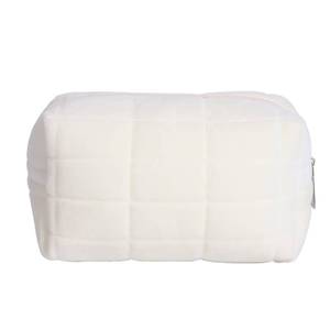 lot 10288 image: LYDZTION Plush Makeup Bag Cosmetic Bag for Women,Zipper Large Solid Color Travel Toiletry Bag Travel Make Up Toiletry Bag Washing Pouch,White