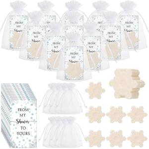lot 10289 image: Dansib 50 Set Winter Baby Shower Favors Christmas Snowflake Soap with Organza Bags and Cards Xmas Stuffers Gender Reveal Favors Gifts for Winter Onederland Wonderland Party Birthday (Blue)