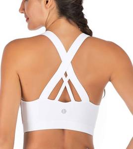 lot 10291 image: RUNNING GIRL Sports Bra for Women, Criss-Cross Back Padded Strappy Sports Bras Medium Support Yoga Bra with Removable Cups A-White