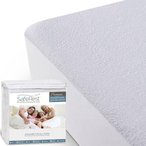lot 10321 image: SafeRest 100% Waterproof King Size Mattress Protector - Fitted with Stretchable Pockets - Machine Washable Cotton Mattress Cover for Bed - Perfect Bedding Airbnb Essentials for Hosts