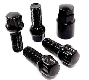 lot 10327 image: Set of 4 Veritek 14x1.5mm 2.10 Inch 28mm Shank Length 19mm 21mm Key Hex R12 OE Black Ball Seat Wheel Bolt Locks for Mercedes Audi VW Volkswagen Factory Wheels