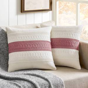 lot 10330 image: ZeeMart 2 Packs Cotton Boho Throw Pillow Covers 16x16 Inch ContrastDusty Pink, Soft Farmhouse Decorative Couch Pillow Cases Pink Cushion Covers for Sofa Bed Living Room Home Decor
