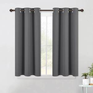 lot 10340 image: NICETOWN Grey Kitchen Blackout Short Curtain Panels for Bedroom, Thermal Insulated Grommet Top Blackout Draperies and Drapes (2 Panels, W42 x L45 -Inch, Grey)