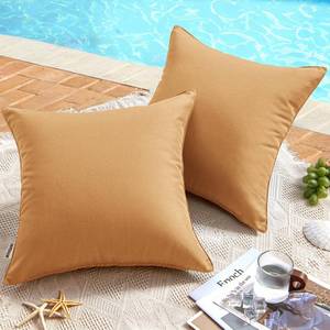 lot 10342 image: MIULEE Pack of 2 Decorative Outdoor Waterproof Pillow Covers Square Garden Cushion Sham Throw Pillowcase Shell for Spring Patio Tent Couch 20x20 Inch Light Brown