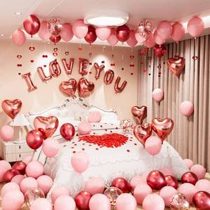 lot 10371 image: Adeyoo 406Pcs Valentines Day Balloons Kit,I Love You Balloons and Heart Balloon Kit with Rose Petals,Pink Valentines Balloon for Mothers Day Wedding Anniversary Romantic Decorations Special Night