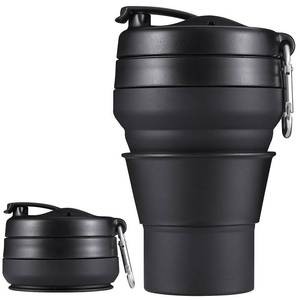 lot 10390 image: EASYXQ Collapsible Cup for Traveling, 20 OZ 600ml Silicone Folding Camping Mug, Leak Proof BPA Free Portable Reusable Cup for Coffee, Tea, Water, Camping, Hiking, Outdoor (Black)
