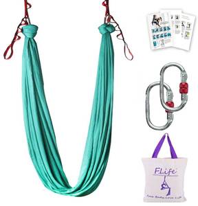 lot 10393 image: Aerial Yoga Hammock 5.5 Yards Premium Aerial Silk Fabric Yoga Swing for Antigravity Yoga Inversion Include Daisy Chain,Carabiner and Pose Guide (Turquoise)