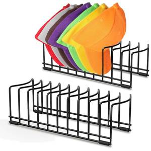 lot 10394 image: Ginyoyo 2 Pack Hat Organizer for Baseball Caps, No Install Tabletop Hat Stand for 20 Baseball Caps, Hat Rack Stand with Anti-slip Pads, Hat Holder Hat Display for Closet, Desktop, Dresser,Office-Black