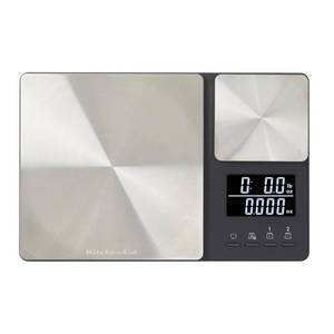 lot 10396 image: KitchenAid KQ909 Dual Platform Digital Kitchen and Food Scale, 11 pound capacity and Precision 16oz capacity, Black with Stainless Steel
