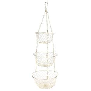 lot 10400 image: XIASABA 3 Tier Hanging Fruit Basket Multifunction Removable Hanging Fruit Baskets Vegetable Storage Organizer for Kitchen Garden Heavy Duty Wire Hanging Baskets