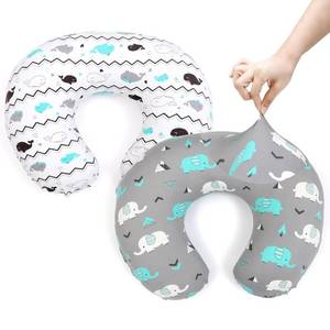 lot 10404 image: BROLEX Baby Nursing Pillow Covers 2-Pack Soft Slipcovers for Breastfeeding Pillows - Comfortable Fabric, Fits Standard Nursing Pillows for Boys & Girls - Elephant Whale