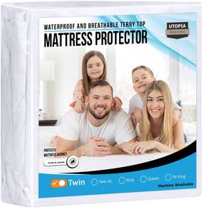 lot 10413 image: Utopia Bedding Waterproof Mattress Protector Twin Size, Premium Terry Mattress Cover 200 GSM, Breathable, Fitted Style with Stretchable Pockets (White)