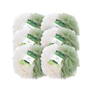 lot 10418 image: EcoTools Green 2-in-1 EcoPouf, Dual-Sided Shower Loofah Exfoliates & Cleanses Skin, Made of Recycled Netting, Removes Dead Skin, Eco-Friendly Bath Accessory, Cruelty-Free, 6 Count (60g)