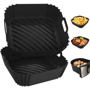 lot 10423 image: A 2 Pack Silicone Air Fryer Liners Reusable, 7.1 Inch Airfryer Liners 4-7 QT Square Air Fryer Liners Silicone Pot Oven Liner Baking Tray, Air Fryer Basket Mat Silicone Bowl Air Fryer Accessories