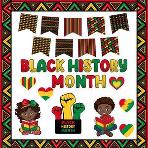 lot 10430 image: Mooliwe 53 Pcs Black History Month Bulletin Board Decorations for African American Classroom, Wall Hanging Decor, Modern, Contemporary, Unframed, Glossy Finish, 53 Count