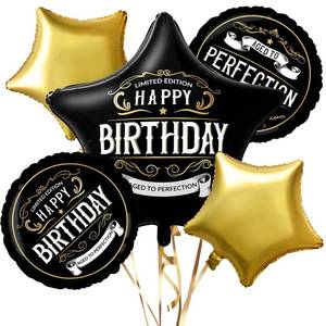 lot 10433 image: Happy Birthday Decorations for Men��Black and Gold Better With Age Foil Balloon��Adult Birthday Party Decorations
