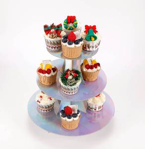 lot 10450 image: YLDW 3-Tier Cupcake Stand, Round Rainbow Cake Stand holder, Tiered DIY Cupcake Stand Tower for Dessert Table Displays, Birthday Theme Party Favors Decoration, Floral Tea Party, 12 W x 12.8 H, Laser