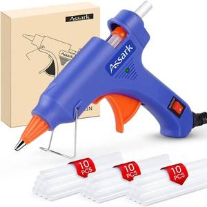 lot 10454 image: Hot Glue Gun Kit with 30 Glue Sticks, Fast Preheating Hot Melt, High Temp for School Crafts DIY Arts and Quick Home Repairs, 20W Blue
