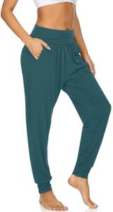 lot 10462 image: UEU Womens High Waisted Yoga Pants Joggers Loose Casual Fitting Workout Sweatpants Comfy Lounge Sweat Harem Pants with Pockets(Malachite Green, XL)