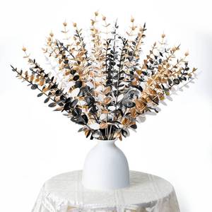 lot 10474 image: Yinder 48 Pcs Eucalyptus Artificial Flower Stems - Faux Halloween Flowers Eucalyptus Branches - Fake Leaf Halloween Plants for Wedding, Flower, Home Farmhouse Christmas Decor (Vivid Color)
