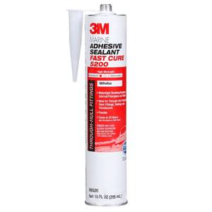 lot 10479 image: A 3M Marine Adhesive Sealant Fast Cure 5200 (06520) Permanent Bonding and Sealing for Boats and RVs Above and Below the Waterline Waterproof Repair, White, 10 fl oz Cartridge