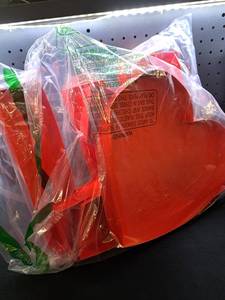 lot 11825 image: Red Heart-Shaped Plastic Storage Container with Lid
