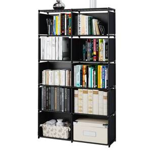 lot 11826 image: MOYIPIN Bookshelves, Assembled Storage Rack, Bedroom Living Room Vertical Cabinet Bookshelf, Double Row 10-Grid Multi-Functional Storage Equipment (Black)