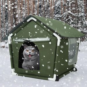 lot 11840 image: Outdoor Cat House Weatherproof Cat Shelters for Feral Cats Indoor Cat House with Mat and Edging Nails for Outside Provides Cozy Shelter for Stray and Outdoor Cats