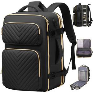lot 11841 image: DWQOO Travel Backpack for Women Men, Flight Approved Carry on Backpack, Large Expandable Suitcase Bag, 17.3 Inch Laptop Bag for Weekender Business Camping Hiking,Black