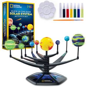lot 11847 image: Blue Marble National Geographic Glow-in-The-Dark Solar System Model Kit for Kids - Build & Paint a 3D Planetary Model with Movable Arms, STEM Projects for Kids Ages 8-12, Space Themed Bedroom Decor