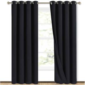 lot 11866 image: NICETOWN High-End Thermal Curtains, Full Blackout Curtains 84 inches Long for Dining Room, Soundproof Window Treatment Drapes for Hall Room, Black, 52 inches Wide Per Panel, Set of 2 Panels