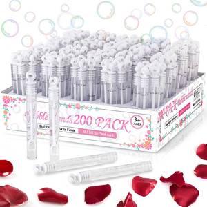 lot 11872 image: 200 Pack Mini Bubble Wands, White Bubble Stick Toy Bulk for Wedding Supplies, Anniversaries, Valentines Day Gift, Celebrations, Wedding Send Off, Party Favor for Couple, Guests, Kid, Boy and Girl