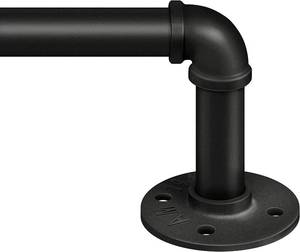 lot 11874 image: Zeerobee Curtain Rods for Windows 66 to 120, 1 Inch Industrial Wrap Around Black Curtain Rod, IndoorOutdoor Room Divider Adjustable Drapery Pole, 66-120