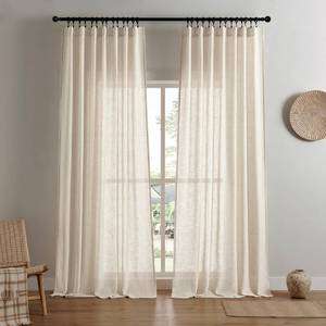lot 11882 image: Joydeco Semi Sheer Curtains for Living Room, Linen Curtains 108 Inch Length 2 Panels Set for Bedroom ��White Curtains 108 Inches Long Rod Pockets Back Tab (108 L x 100 W, Linen)