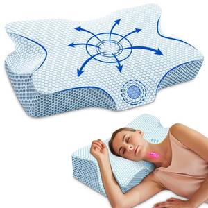 lot 11894 image: Anvo Cervical Pillow for Neck Pain Relief, Memory Foam Pillows for Neck and Shoulder Pain, Orthopedic Ergonomic Design for Sleeping