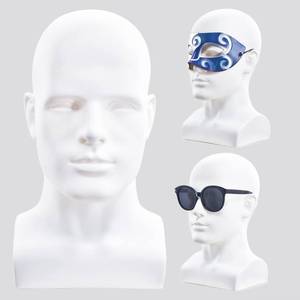 lot 11898 image: FanLin Male Mannequin Head Professional Manikin Head for Display Wigs Hats Headphone Mask Sunglasses Jewelry and Scravat Display Stand (Matte white)