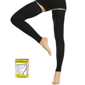 lot 12102 image: Beister Thigh High Footless Compression Sleeves with Silicone Band for Women & Men, Firm 20-30 mmHg Graduated Support